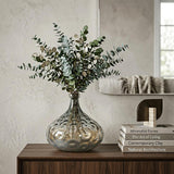 13" Light Blue Hammered Glass Table Vase