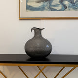 9" Light Gray Bubble Glass Round Table Vase