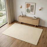 4' X 6' Ivory Wool Geometric Hand Knotted Area Rug