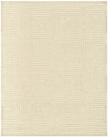 4' X 6' Ivory Wool Geometric Hand Knotted Area Rug