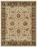 4' X 6' Ivory Brown and Gold Wool Oriental Hand Knotted Area Rug