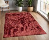 4' X 6' Red Shag Hand Tufted Area Rug