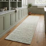 8' Ivory and Silver Chevron Hand Woven Runner Rug