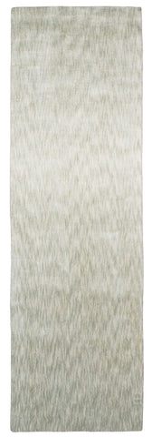 8' Ivory and Silver Chevron Hand Woven Runner Rug