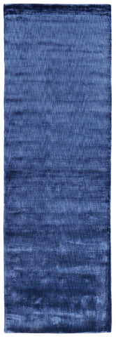 8' Blue Chevron Hand Woven Runner Rug