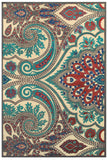 8' Tan Blue and Taupe Paisley Power Loom Runner Rug
