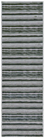8' Taupe and Gray Striped Power Loom Runner Rug