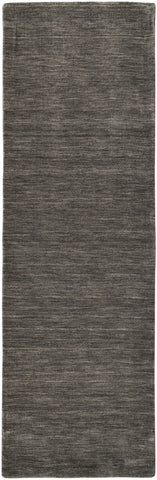8' Brown Wool Hand Woven Runner Rug