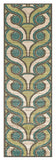 8' Tan Blue and Green Geometric Power Loom Runner Rug