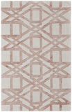 2' X 3' Ivory Pink and Tan Wool Geometric Hand Tufted Area Rug