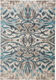 8' Taupe and Blue Abstract Power Loom Runner Rug