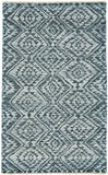 2' X 3' Gray and Blue Wool Southwestern Hand Knotted Area Rug