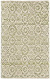 6' X 9' Green and Ivory Wool Southwestern Hand Knotted Area Rug