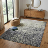 4' X 6' Ivory Gray and Green Abstract Power Loom Area Rug