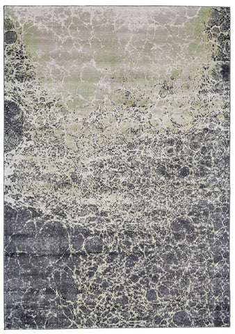 4' X 6' Ivory Gray and Green Abstract Power Loom Area Rug