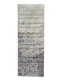 8' Ivory Gray and Green Abstract Power Loom Runner Rug