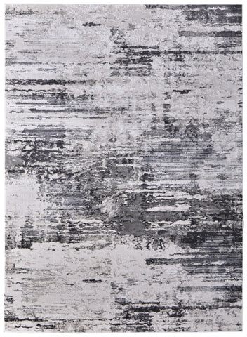 5' X 8' Gray Ivory and Taupe Abstract Power Loom Worn Faded Area Rug