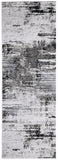 8' Gray Ivory and Taupe Abstract Power Loom Worn Faded Runner Rug