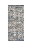 8' Gray Ivory and Blue Abstract Power Loom Runner Rug