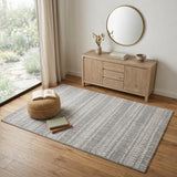 4' X 6' Gray and Ivory Geometric Hand Woven Area Rug