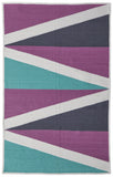 5' X 8' Ivory Purple and Green Geometric Power Loom Area Rug