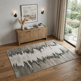 4' X 6' Gray Ivory and Taupe Abstract Power Loom Area Rug