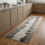 8' Gray Ivory and Taupe Abstract Power Loom Runner Rug
