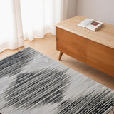 4' X 6' Black Silver And Taupe Geometric Area Rug