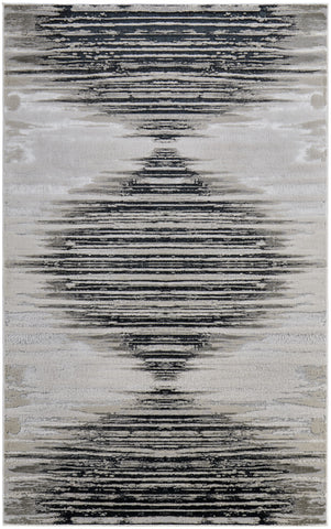 4' X 6' Black Silver And Taupe Geometric Area Rug