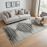 5' X 8' Black Silver And Taupe Geometric Area Rug