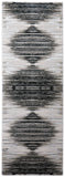 8' Black Silver And Taupe Geometric Runner Rug