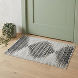 2' X 3' Black Silver And Taupe Geometric Area Rug