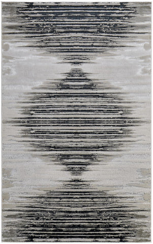 2' X 3' Black Silver And Taupe Geometric Area Rug