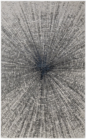 5' X 8' Gray and Ivory Abstract Power Loom Area Rug