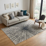 5' X 8' Gray and Ivory Abstract Power Loom Area Rug