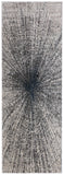 8' Gray and Ivory Abstract Power Loom Runner Rug