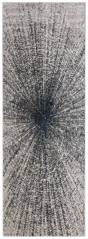 8' Gray and Ivory Abstract Power Loom Runner Rug
