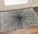 2' X 3' Gray and Ivory Abstract Power Loom Area Rug