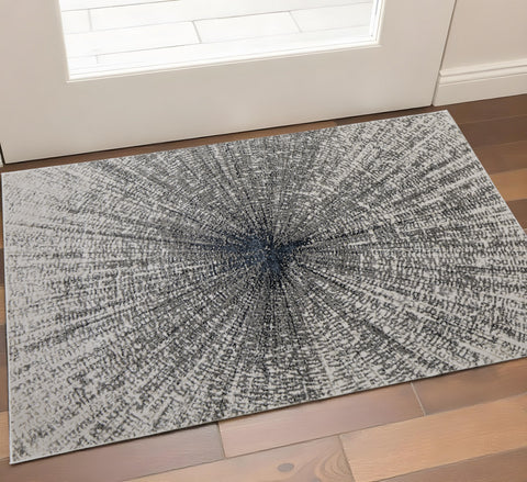 2' X 3' Gray and Ivory Abstract Power Loom Area Rug