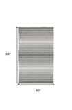 5' X 8' Gray Wool Striped Hand Woven Area Rug