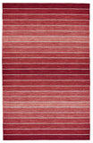 5' X 8' Red Wool Striped Hand Woven Area Rug