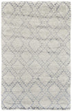2' X 3' Gray and Ivory Geometric Hand Knotted Worn Faded Area Rug