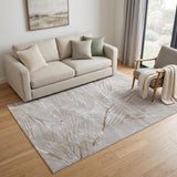 5' X 8' Silver Brown and Taupe Abstract Power Loom Area Rug