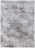 2' X 3' Gray and Silver Abstract Power Loom Worn Faded Area Rug