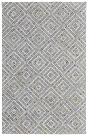 5' X 8' Gray and Ivory Geometric Hand Woven Area Rug