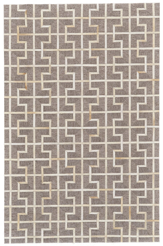 5' X 8' Tan and Ivory Geometric Hand Woven Area Rug