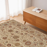 4' X 6' Red Tan and Gold Wool Oriental Hand Knotted Area Rug