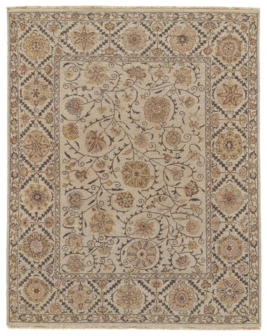 2' X 3' Tan and Red Wool Oriental Hand Knotted Area Rug