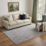 5' X 8' Tan and Gray Wool Geometric Hand Knotted Area Rug