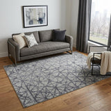 5' X 8' Gray Wool Geometric Hand Knotted Distressed Area Rug